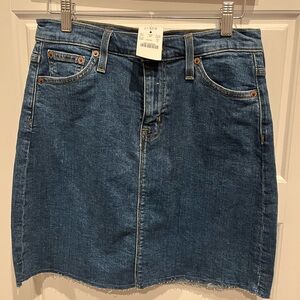 J Crew Mercantile Raw Edge Denim Midi Skirt Size OO Nwt